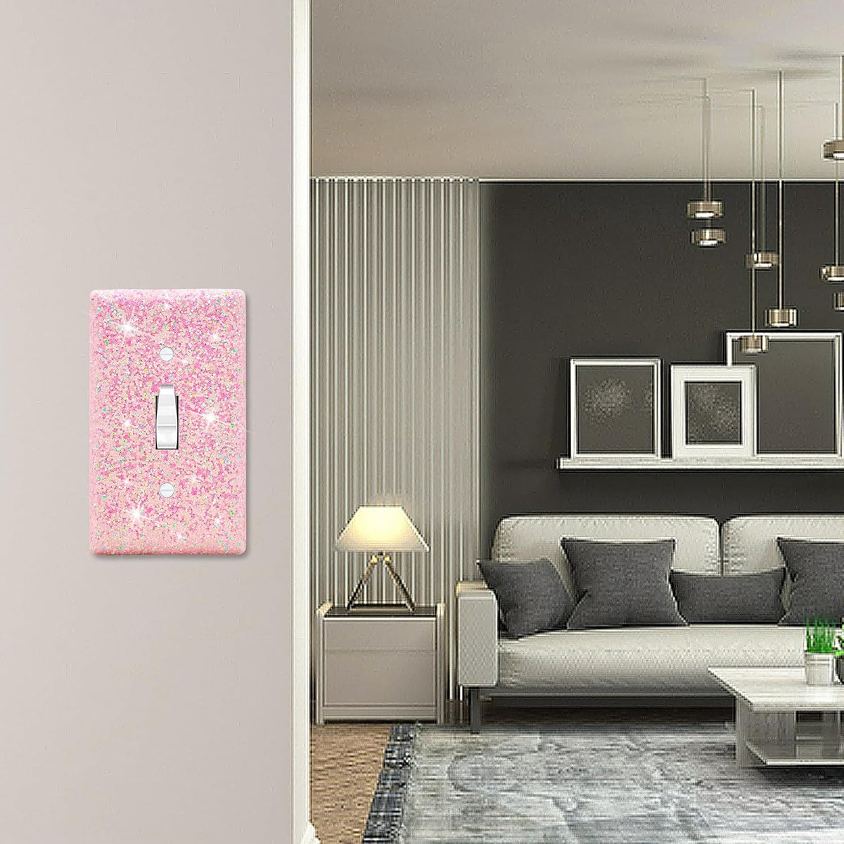 Wall Plates Light Switch Cover Decorative Outlet Covers, Shiny Glitter Bling Wall Plate Cover Wall Plate Single Gang Toggle for Kitchen Bedroom Living Room Home Decor
