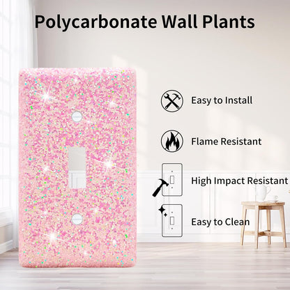 Wall Plates Light Switch Cover Decorative Outlet Covers, Shiny Glitter Bling Wall Plate Cover Wall Plate Single Gang Toggle for Kitchen Bedroom Living Room Home Decor
