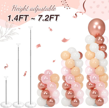 2 Sets 163 Pcs Pink Metallic Rose Gold Balloons Column Stand Kit