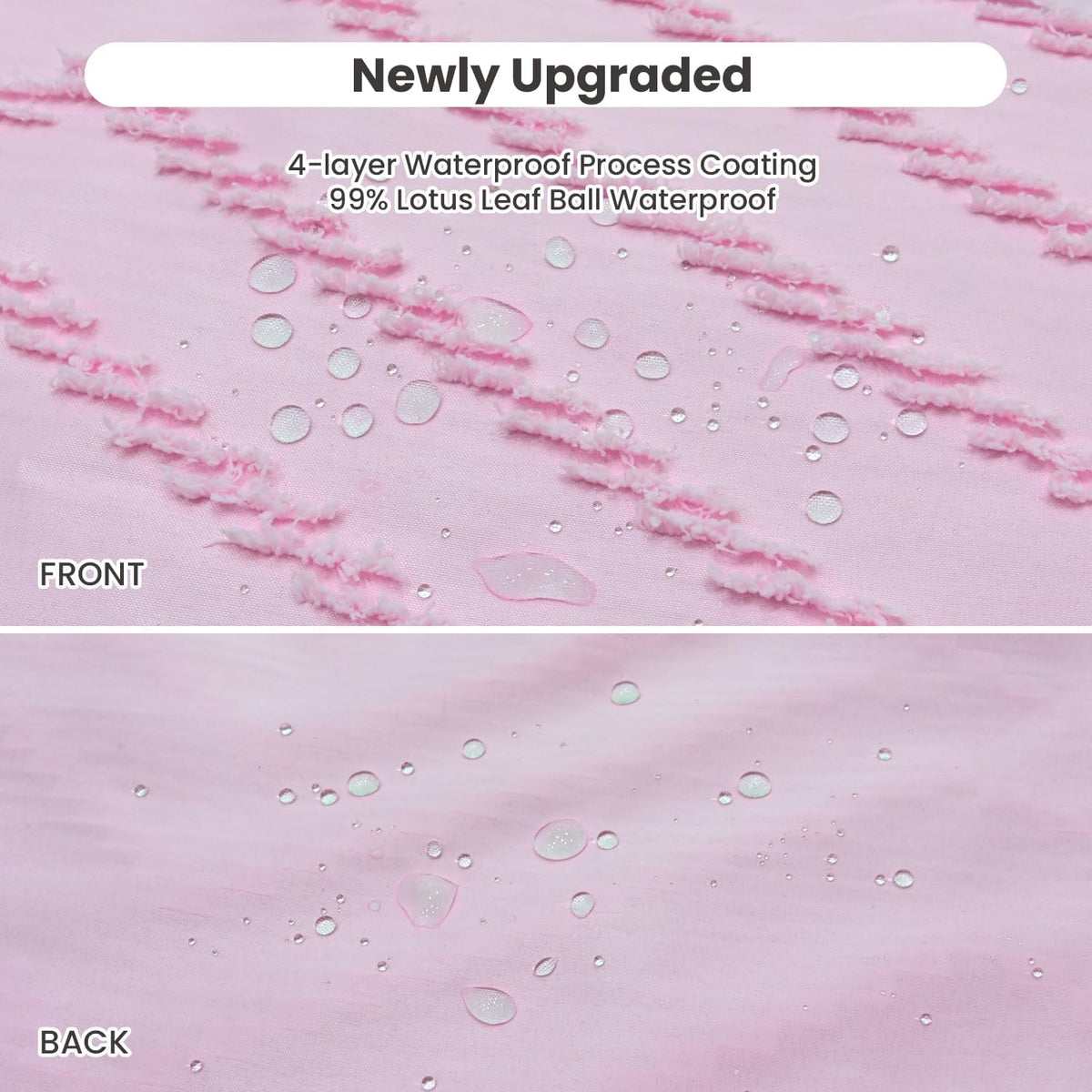 Inhousolu Boho Woven Fabric Shower Curtain, Tufted Textured Chevron Striped Tassel, Modern Farmhouse Minimalist Cloth, Water-Repellent Washable Bath Curtain for Bathroom Hotel 72" W x 78" L Pink