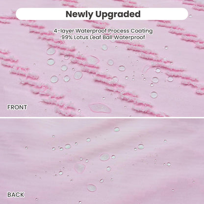 Inhousolu Boho Woven Fabric Shower Curtain, Tufted Textured Chevron Striped Tassel, Modern Farmhouse Minimalist Cloth, Water-Repellent Washable Bath Curtain for Bathroom Hotel 72" W x 78" L Pink