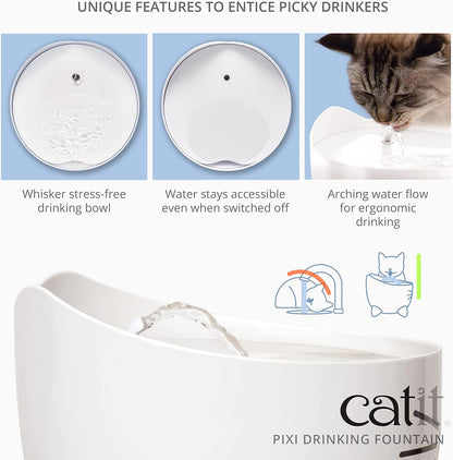 PIXI Cat Drinking Fountain, Running Water Fountain, Pink
