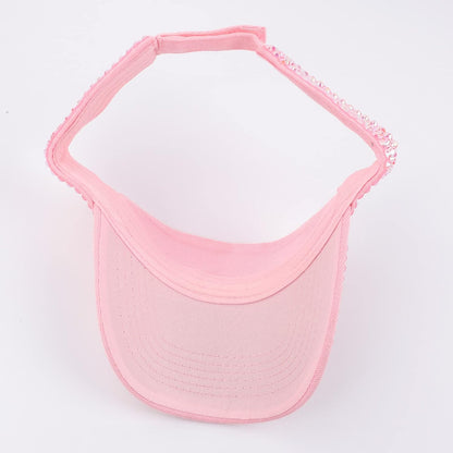 Shiny Rhinestone Sport Sun Visor Hat Adjustable Summer Cap for Women Men Golf Tennis Cycling Running Jogging
