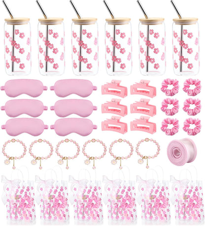 6 Sets Teens Girl Party Favors Bulk Women, Cherry Blossoms, Pink