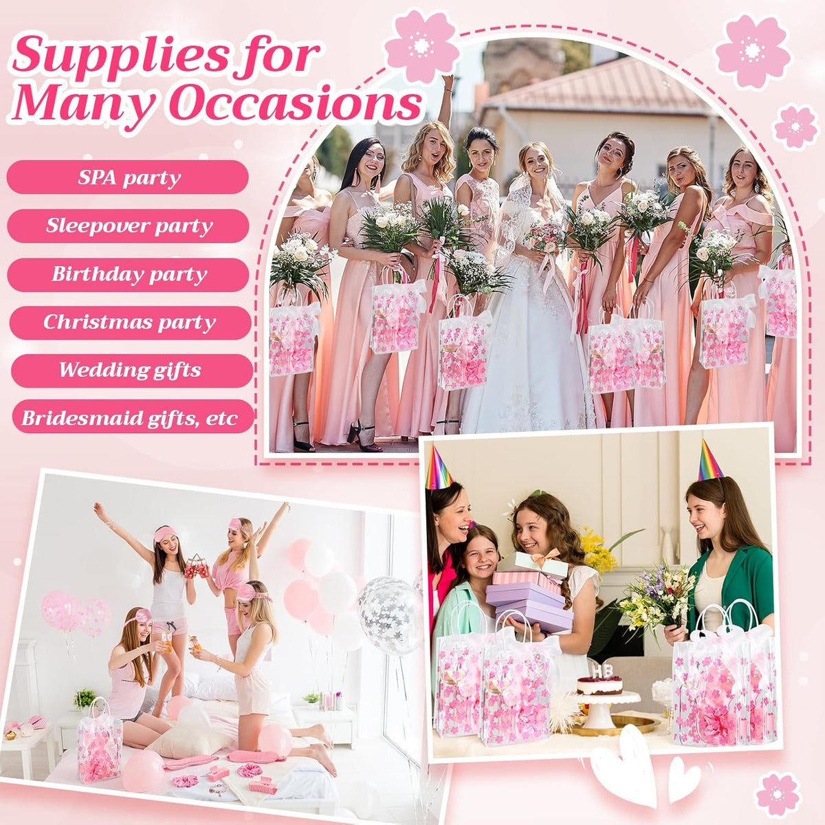 6 Sets Teens Girl Party Favors Bulk Women, Cherry Blossoms, Pink