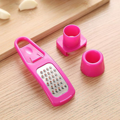 Multipurpose Garlic Mincer and Garlic Crusher - Easy Squeeze Clean Garlic Press, Dishwasher Safe Sturdy Tool Compact and Portable Design for Extracts More Paste Per Clove - Pink