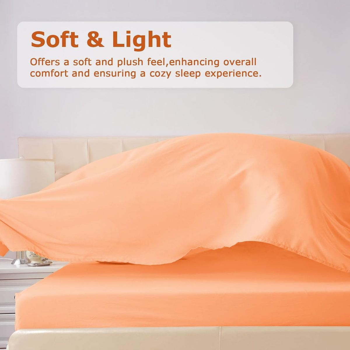 Queen Size Bed Sheet Set - 4 Piece Soft Microfiber Sheets with Deep Pockets, Cooling Technology, and Wrinkle-Free Pillowcase. Hotel-Quality, Durable Bedding, Peach Fuzz