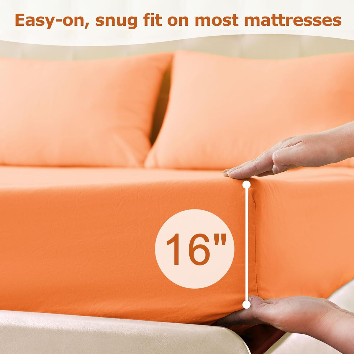 Queen Size Bed Sheet Set - 4 Piece Soft Microfiber Sheets with Deep Pockets, Cooling Technology, and Wrinkle-Free Pillowcase. Hotel-Quality, Durable Bedding, Peach Fuzz