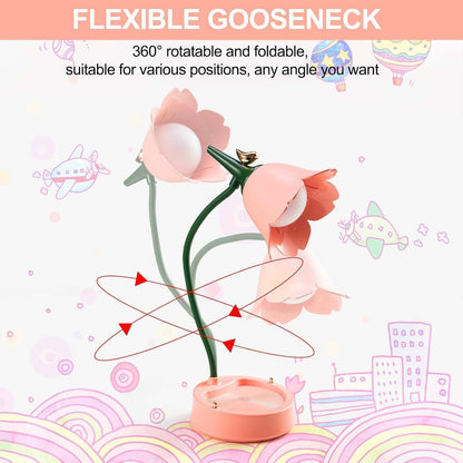 Desk Lamp for Kid, Dimmable LED Table Lamp with 3 Colour Temperatures, Rechargeable Desk Lamp with Touch Sensor and Flexible Arm, USB Bedside Lamp for Reading, Learning, Working (Pink)