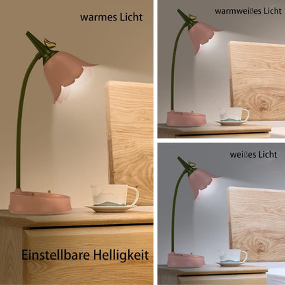 Desk Lamp for Kid, Dimmable LED Table Lamp with 3 Colour Temperatures, Rechargeable Desk Lamp with Touch Sensor and Flexible Arm, USB Bedside Lamp for Reading, Learning, Working (Pink)