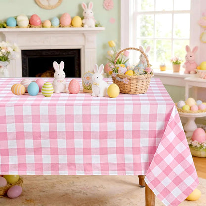 Pink Plaid Tablecloth Checkered Fabric Cover 56x120 Inch Table Cloths Decor