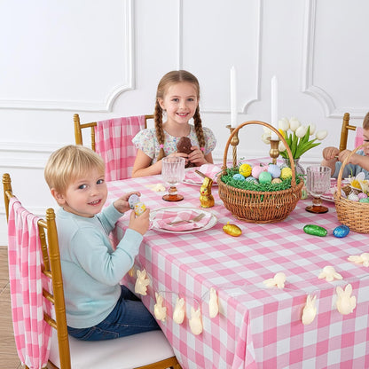 Pink Plaid Tablecloth Checkered Fabric Cover 56x120 Inch Table Cloths Decor