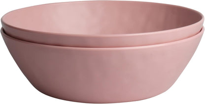 Melamine Large Serving bowls, 3.7Quart Salad Bowls for Popcorn, Soup, Pasta, Pho, Snack - Set of 2 Mixing Bowls for Entertaining and Kitchen (Pink)