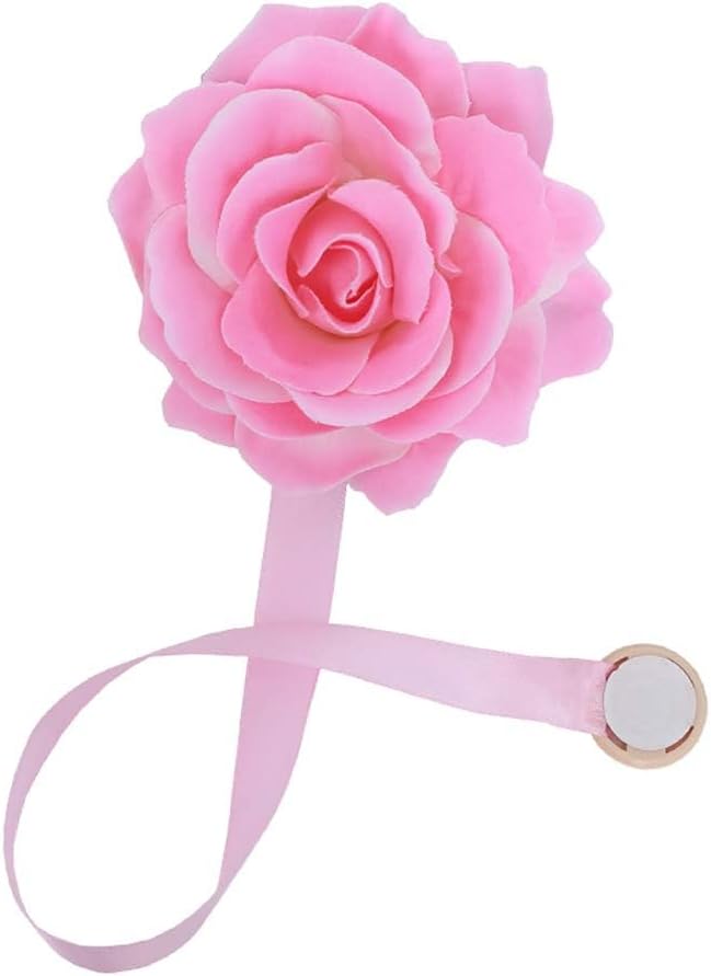 Curtain Tiebacks， Rose Magnetic Curtain Holders，Elegant 2 Pack Decorative Rope Holdback Holder, Home Decor Thin or Sheer Window Drapries Bed Canopy (Pink)
