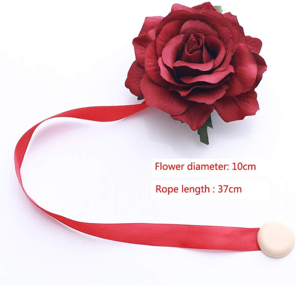 Curtain Tiebacks， Rose Magnetic Curtain Holders，Elegant 2 Pack Decorative Rope Holdback Holder, Home Decor Thin or Sheer Window Drapries Bed Canopy (Pink)