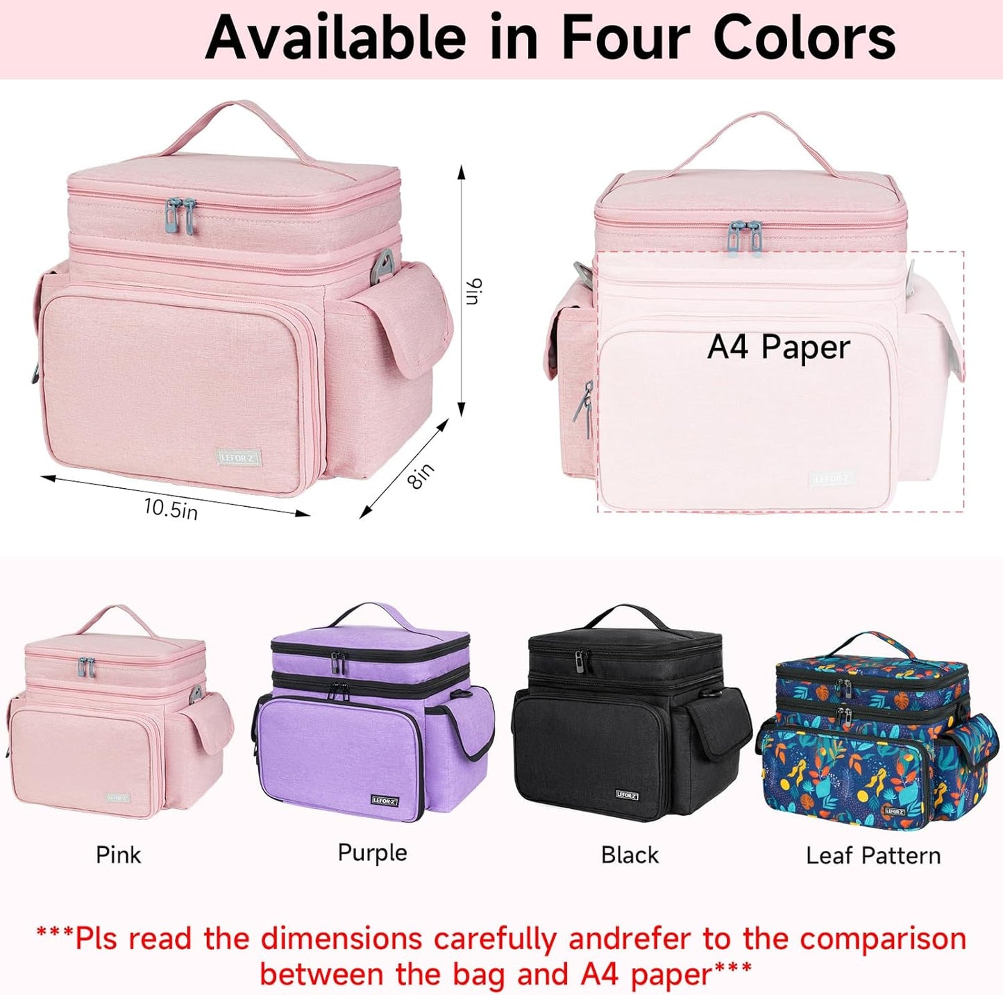 Sewing Supplies Organizer(10.5 x 8 x 9inch),Double-Layer Sewing Accessories Storage Bag,Protable Travel Sewing Box Sewing Basket for Sewing Tools,Pink(Bag Only)