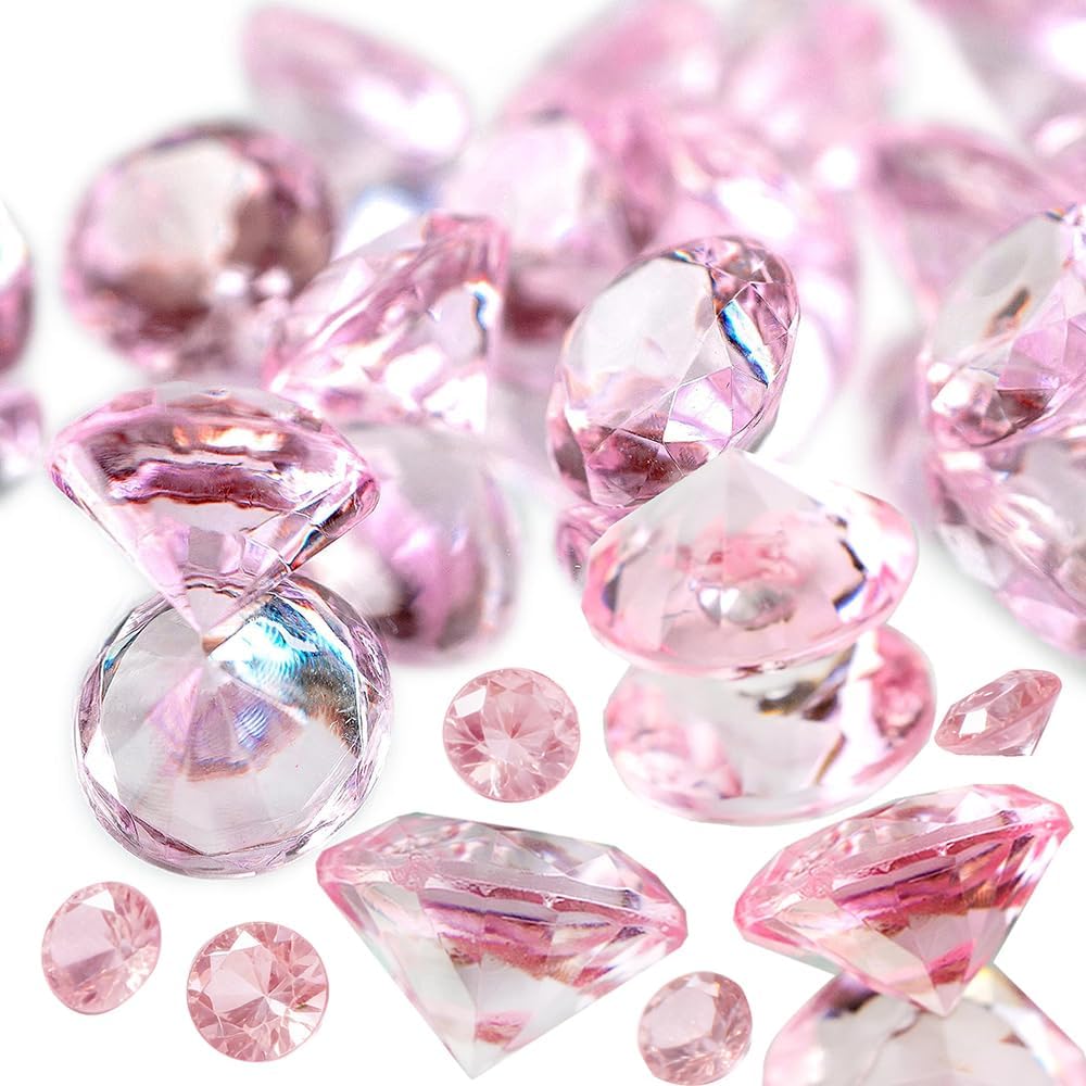 720 Pcs 10/20mm Pink Acrylic Diamonds Vase Fillers Wedding Gems