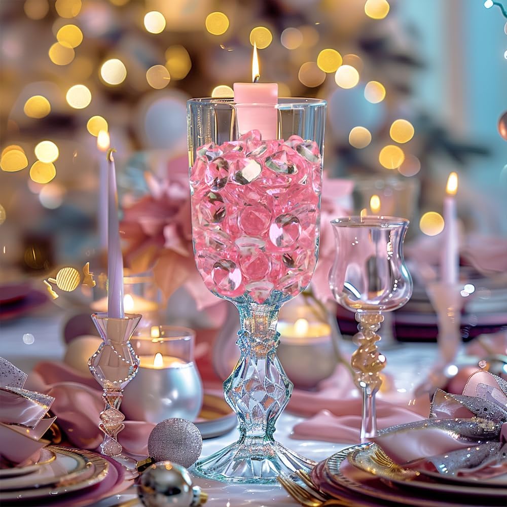 720 Pcs 10/20mm Pink Acrylic Diamonds Vase Fillers Wedding Gems