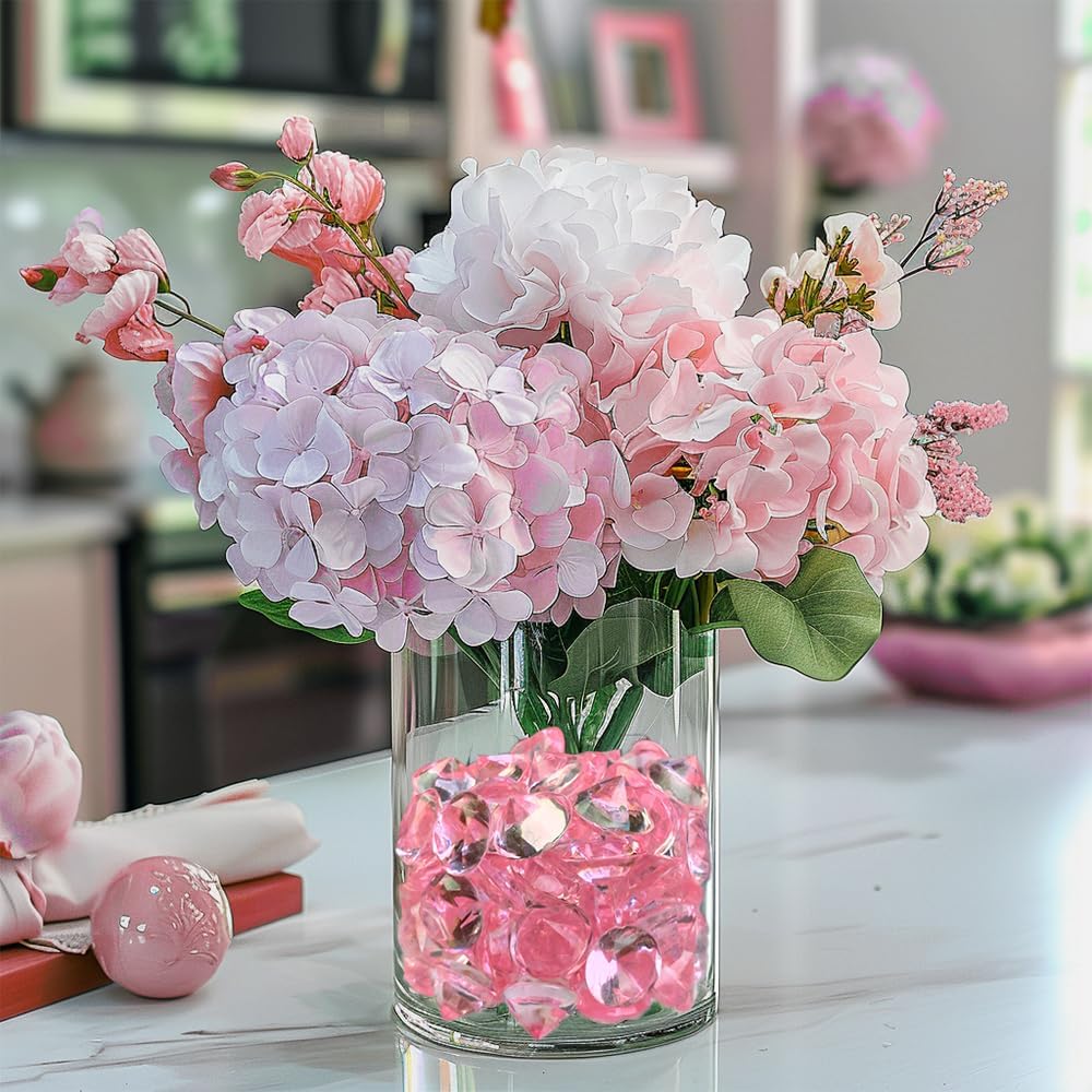 720 Pcs 10/20mm Pink Acrylic Diamonds Vase Fillers Wedding Gems
