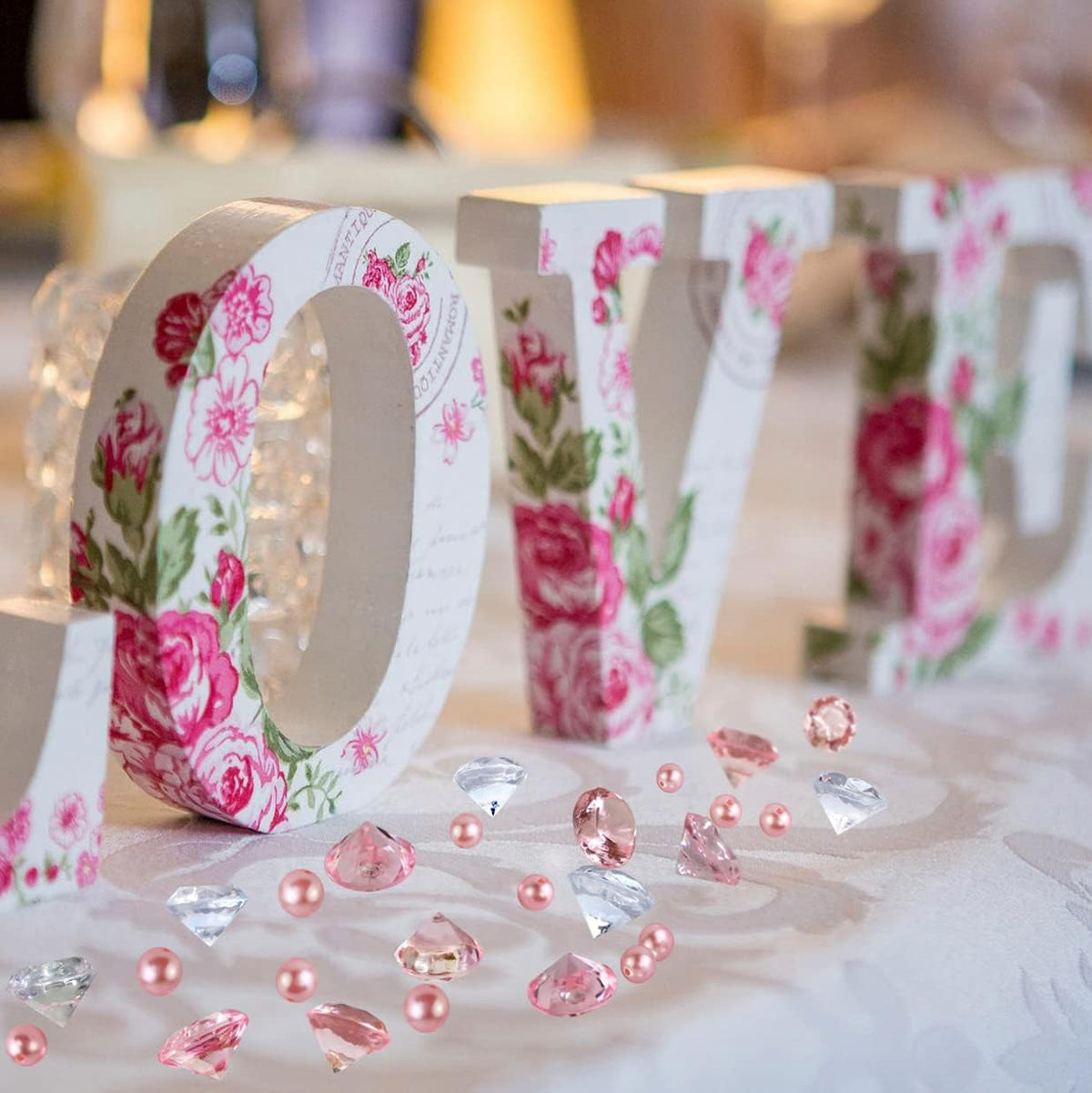 720 Pcs 10/20mm Pink Acrylic Diamonds Vase Fillers Wedding Gems