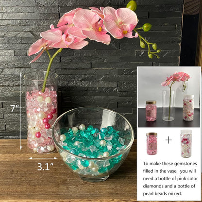 720 Pcs 10/20mm Pink Acrylic Diamonds Vase Fillers Wedding Gems
