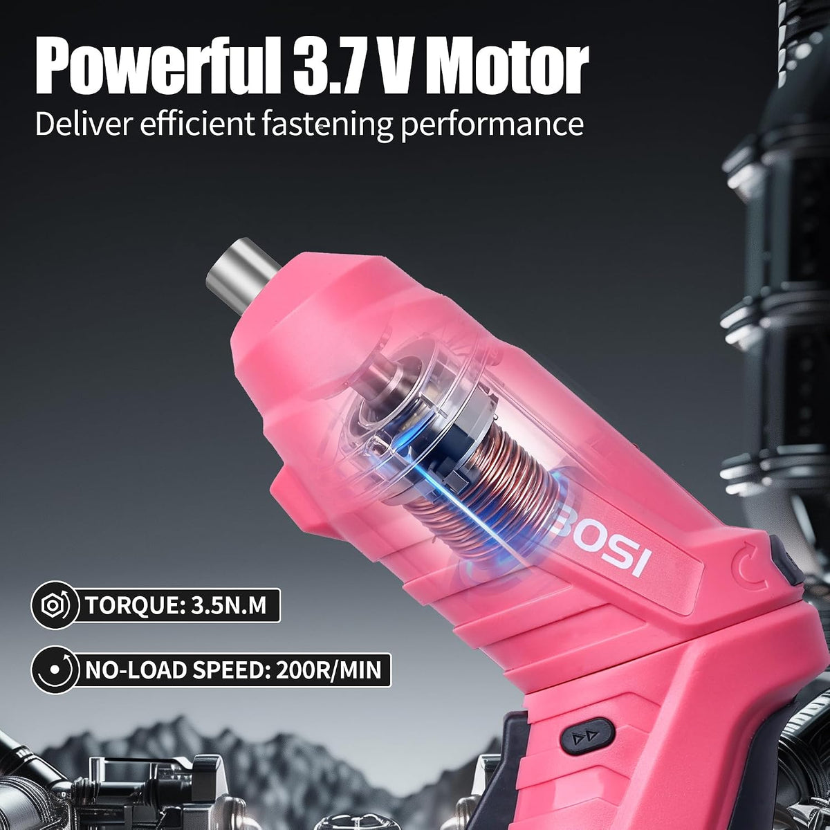 3.7V Cordless Power Electric Screwdriver Rechargeable Set, Battery Powered Screwdriver Kit Including 33PCS Bits, Pivoting Handle & Built-in LED Lights, Small Drills Cordless (Pink)