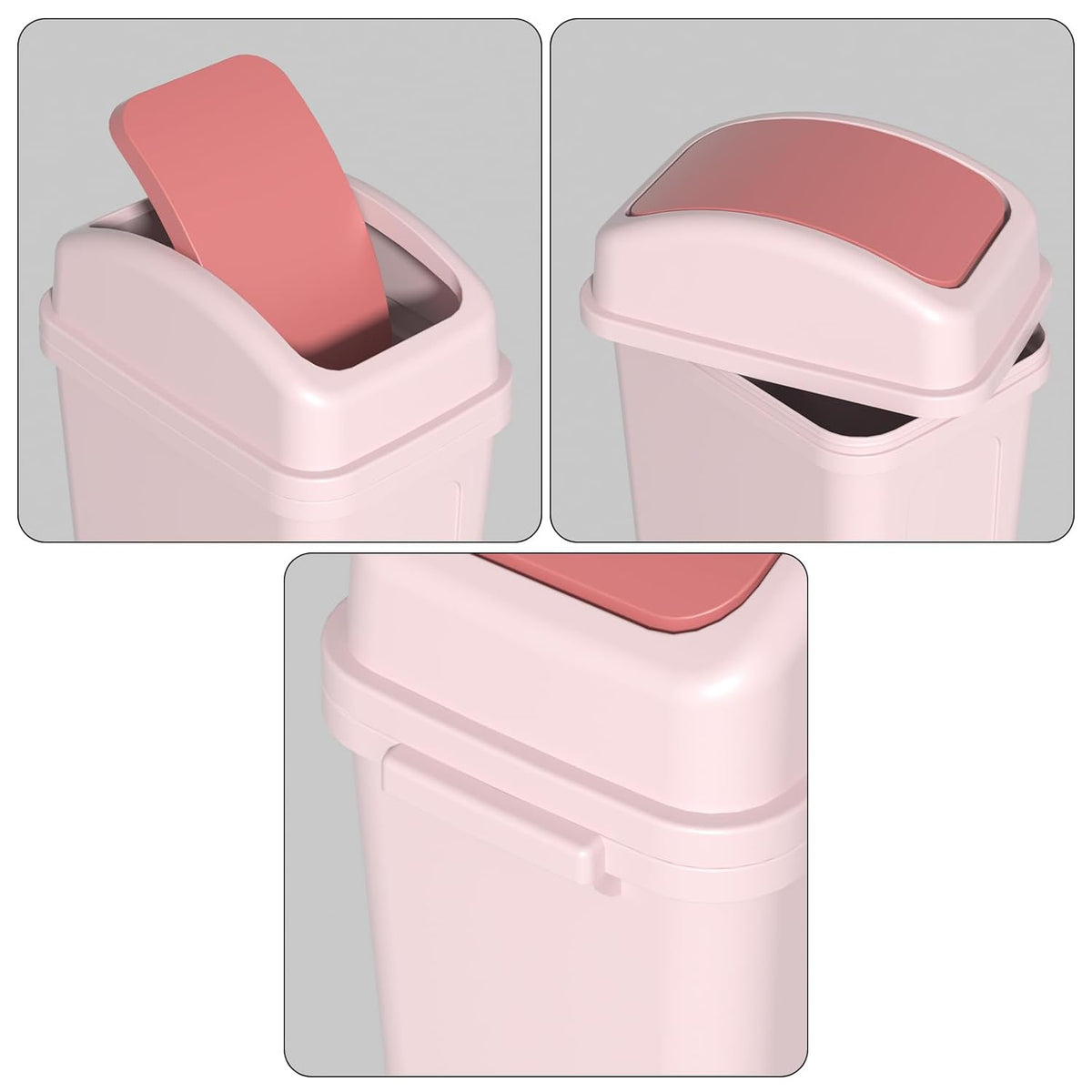 Small Trash Can with Swing-Top Lid, 1.8 Gallon Waster Bin, Pink