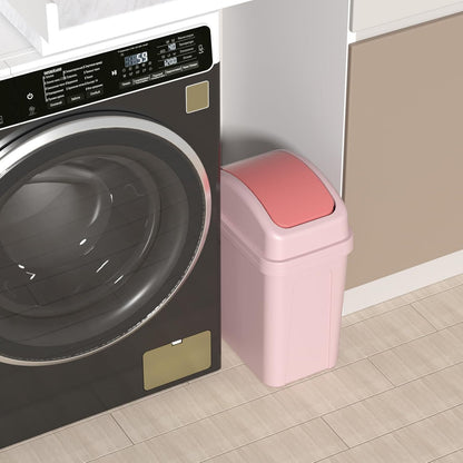 Small Trash Can with Swing-Top Lid, 1.8 Gallon Waster Bin, Pink