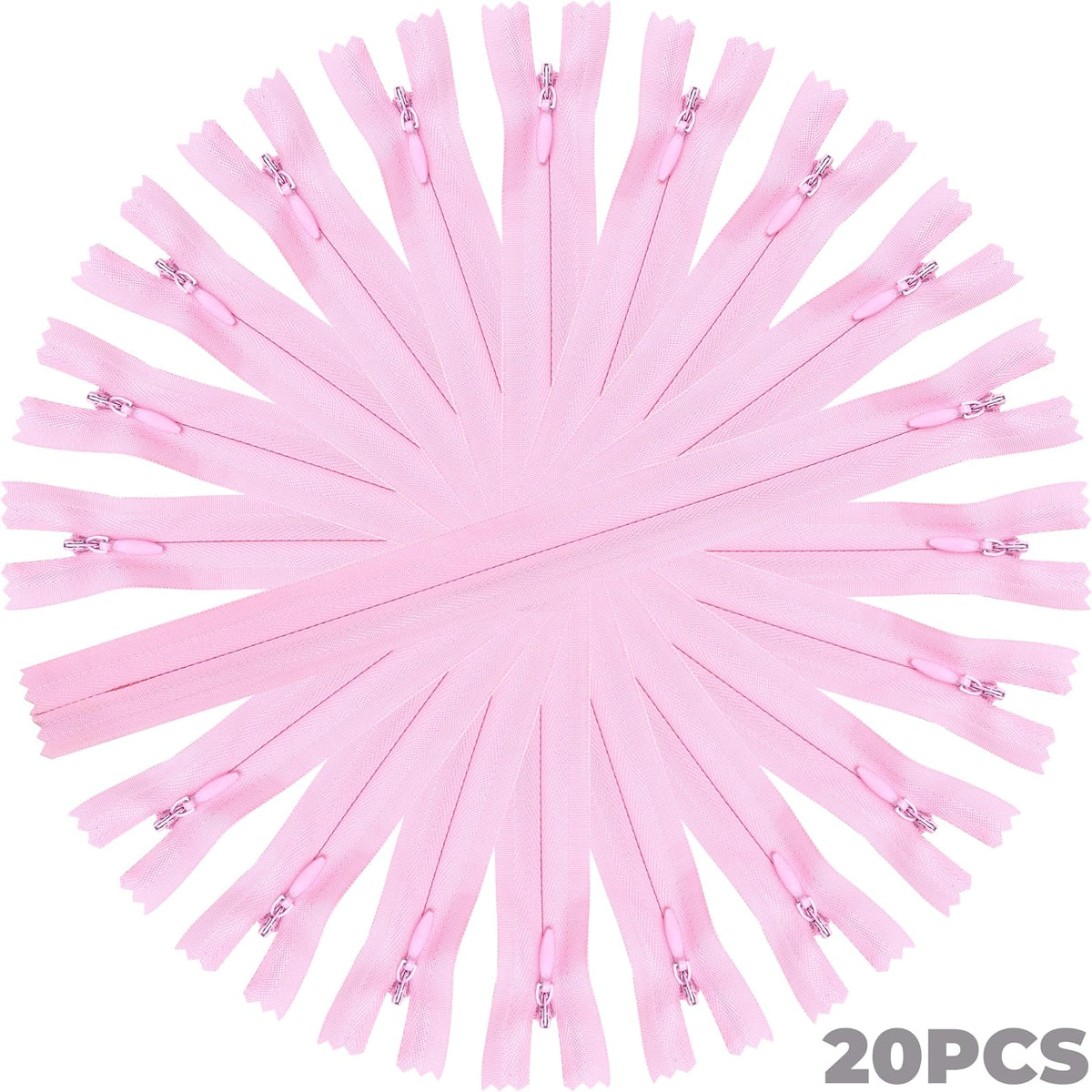 20pcs Pink Nylon Invisible Zippers Tailor Sewing Tools Garment Accessories 10 inch Invisible Zippers