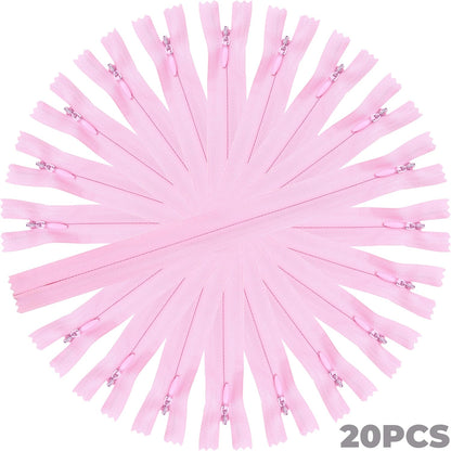 20pcs Pink Nylon Invisible Zippers Tailor Sewing Tools Garment Accessories 10 inch Invisible Zippers