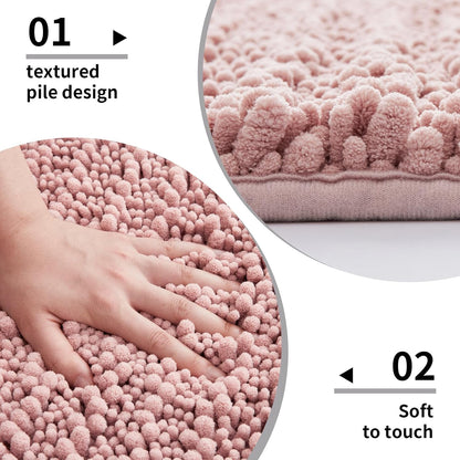 Bathroom Rugs 24x17, Extra Soft Chenille Bath Mat, Pink