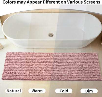 Bathroom Rugs 24x17, Extra Soft Chenille Bath Mat, Pink