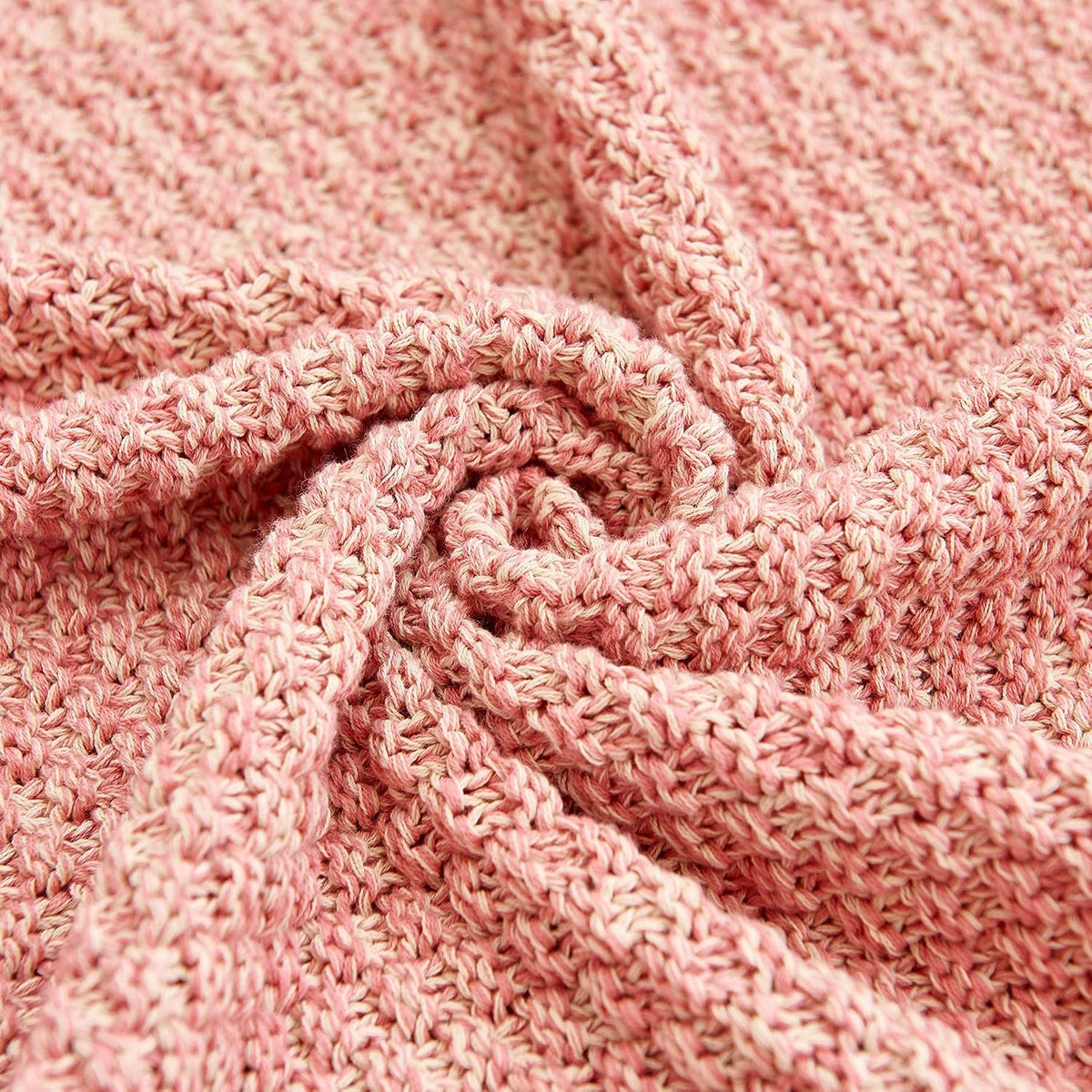 100% Cotton Knitted Throw Blanket – Pink, Soft & Cozy, Machine Washable, 60"x80" – Perfect for Living Room, Couch, Sofa, Bed or Travel