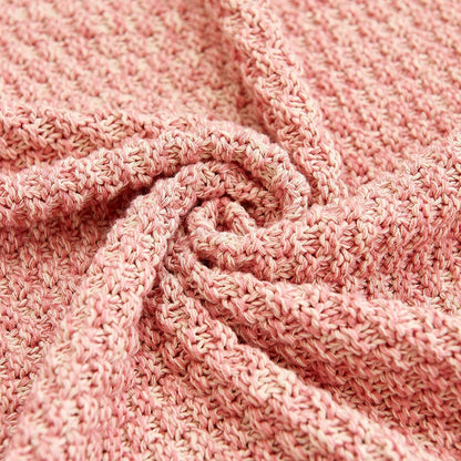 100% Cotton Knitted Throw Blanket – Pink, Soft & Cozy, Machine Washable, 60"x80" – Perfect for Living Room, Couch, Sofa, Bed or Travel