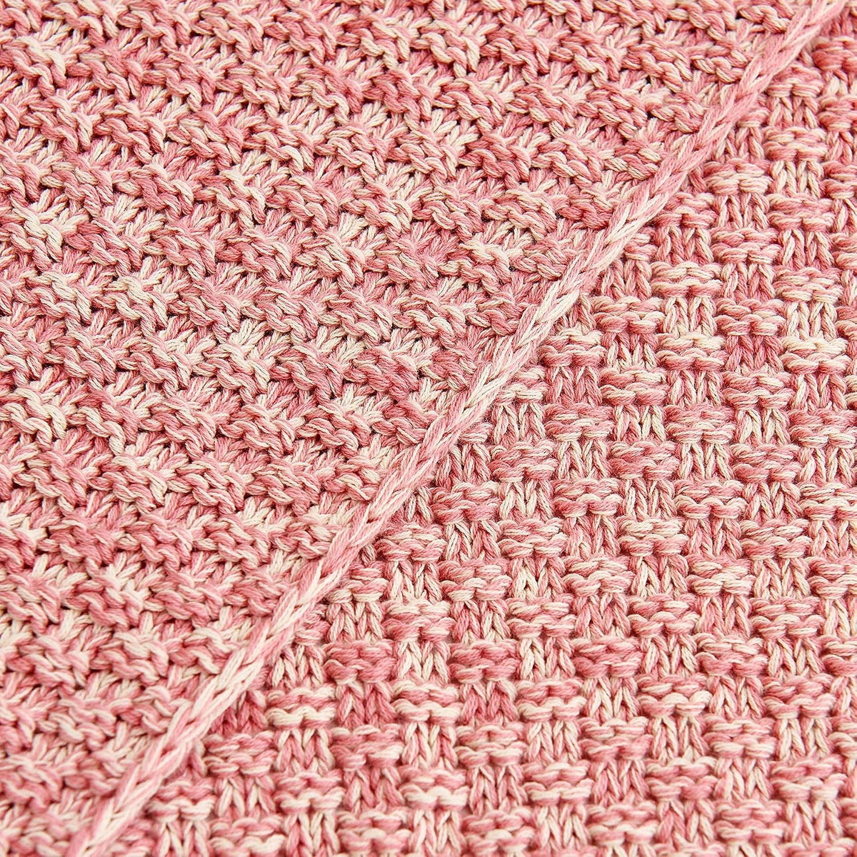 100% Cotton Knitted Throw Blanket – Pink, Soft & Cozy, Machine Washable, 60"x80" – Perfect for Living Room, Couch, Sofa, Bed or Travel