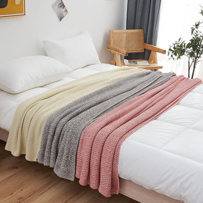 100% Cotton Knitted Throw Blanket – Pink, Soft & Cozy, Machine Washable, 60"x80" – Perfect for Living Room, Couch, Sofa, Bed or Travel