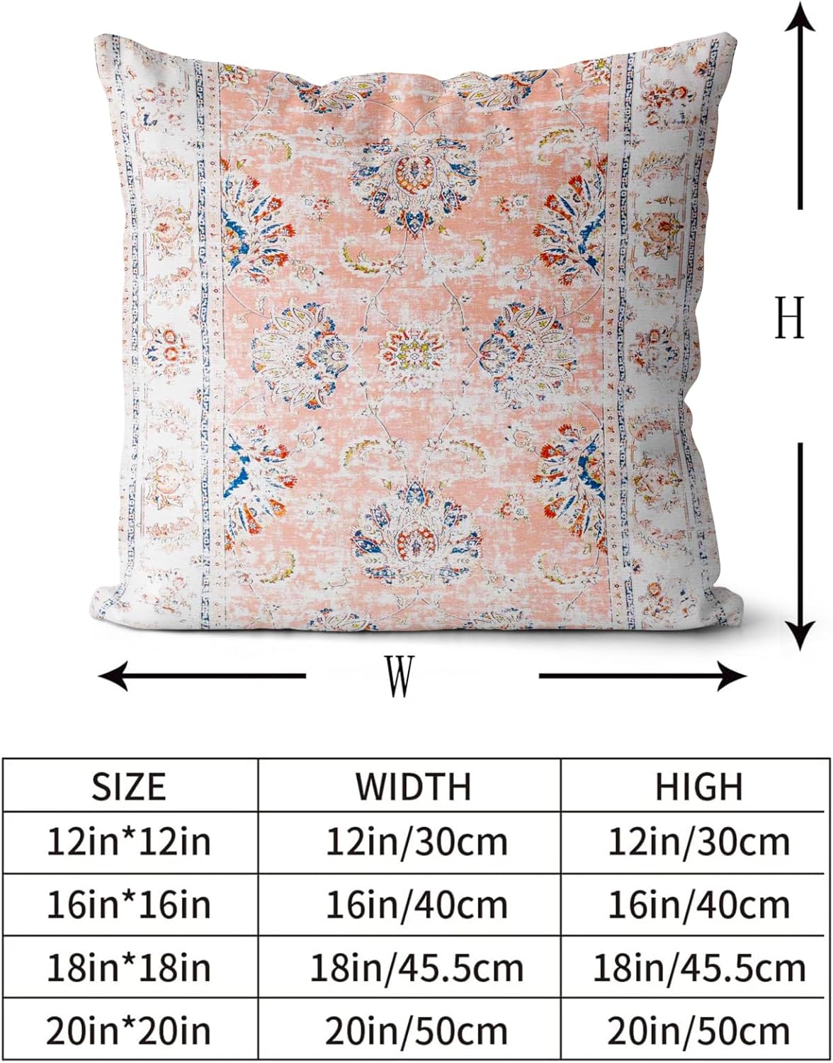Boho Throw Pillow Covers 18x18 inch Set of 2 Boho Rug Carpet Double Sided Pattern Short Plush Cotton Soft Pillow Case Cushion Cover Pillowcase for Couch Sofa Bed Decorative (Pink)