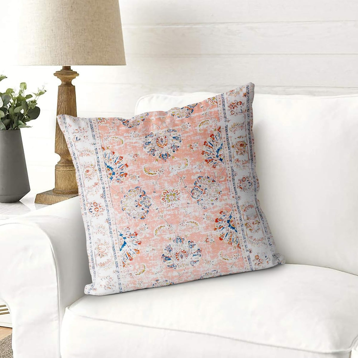 Boho Throw Pillow Covers 18x18 inch Set of 2 Boho Rug Carpet Double Sided Pattern Short Plush Cotton Soft Pillow Case Cushion Cover Pillowcase for Couch Sofa Bed Decorative (Pink)