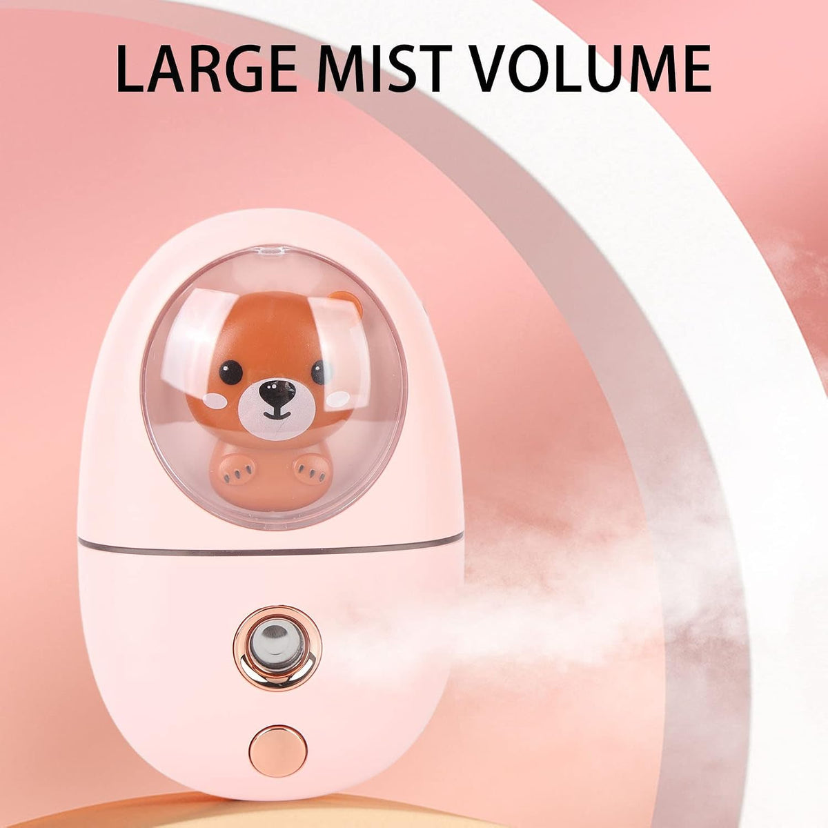 Face Steamer, 35ml Facial Steamer Cute Animal Portable Face Steamer Face Humidifier USB Rechargeable Mist Sprayer for Skin Care (Pink)