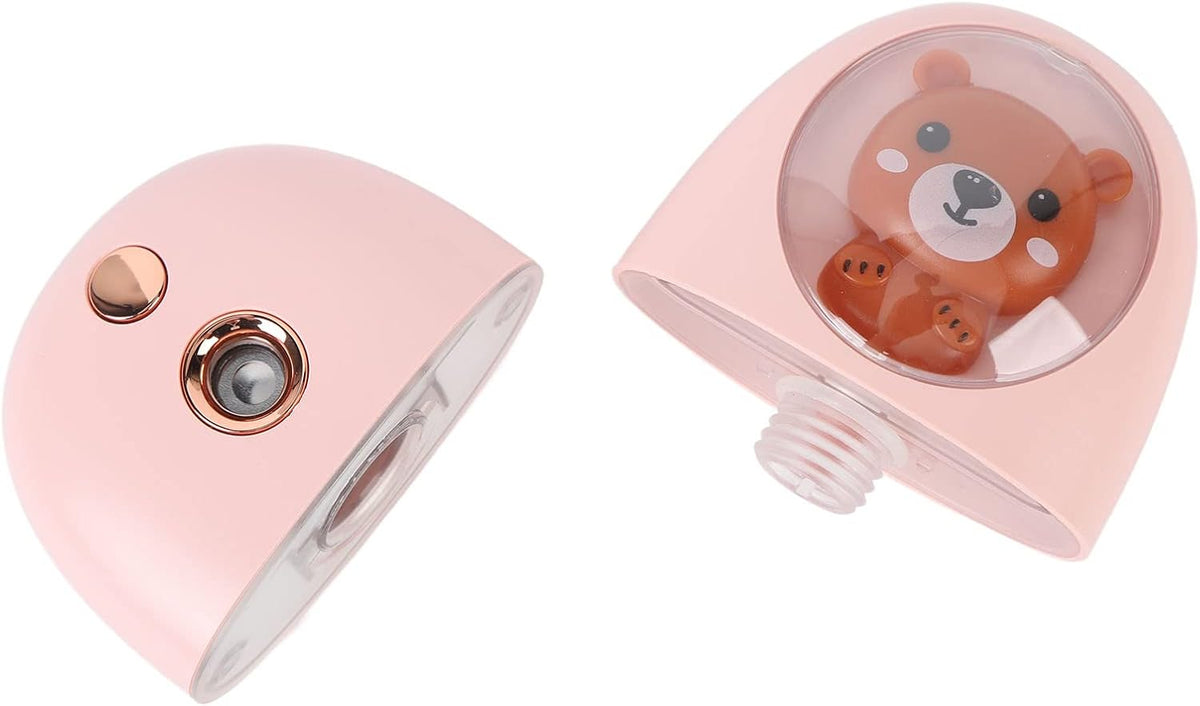 Face Steamer, 35ml Facial Steamer Cute Animal Portable Face Steamer Face Humidifier USB Rechargeable Mist Sprayer for Skin Care (Pink)