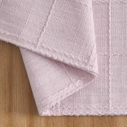 ZeeMart Linen Checked Farmhouse Placemats Set of 6, Pink 13x19in