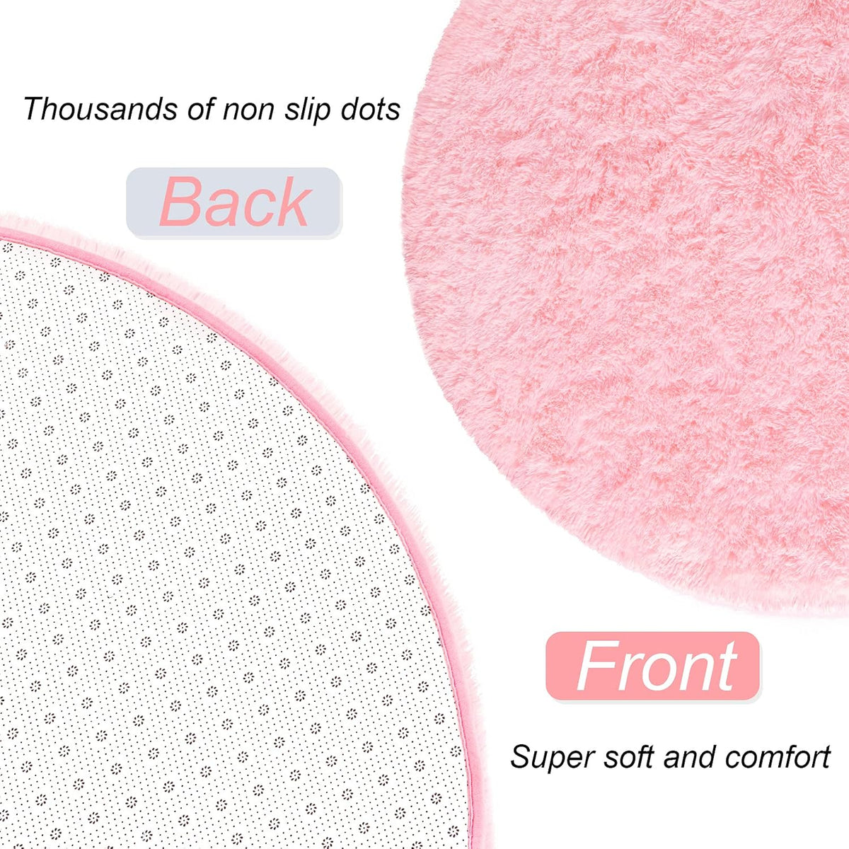 Bedroom Rug 2.6' x 5.3', Pink Fluffy Shaggy Area Rug for Kids Room
