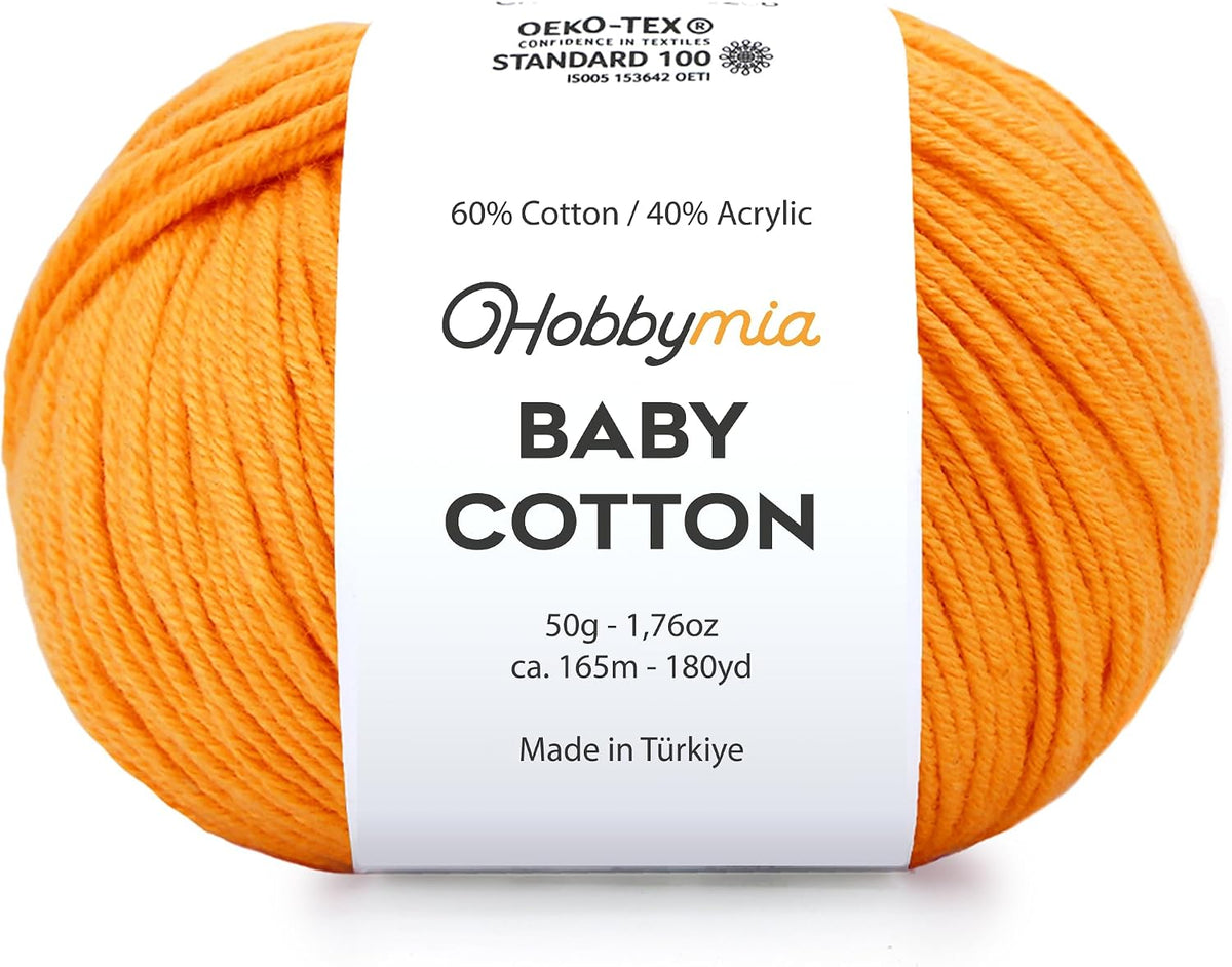 Baby Cotton Yarn – Sport Weight - 50g/180yds (Apricot, 1 Ball)