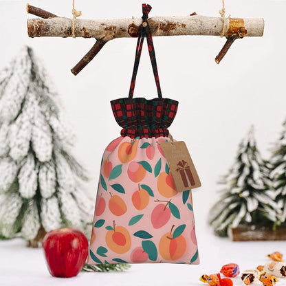 Pink Peach Pattern Seamless Pattern Printing Xmas Drawstring Gift Bag Reusable Bags For Christmas Wedding Holiday Wrapping Needs