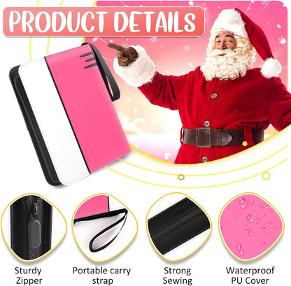 Card Binder 4 Pocket, Collectible Trading Card Albums Fits 400 Cards with 50 Removable Sleeves, Portable Trading Card Binder Collection Album Holder, Game Card Case book With Zipper for Gifts, Pink