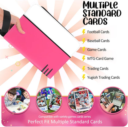 Card Binder 4 Pocket, Collectible Trading Card Albums Fits 400 Cards with 50 Removable Sleeves, Portable Trading Card Binder Collection Album Holder, Game Card Case book With Zipper for Gifts, Pink