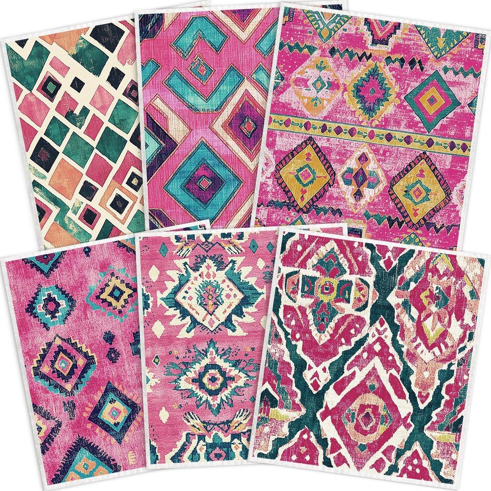 Swedish Dishcloths for Kitchen – 6 Pack Cellulose Reusable Cleaning Paper Towels – Soft, Quick-Drying, Washable Dish Rags for Kitchen, Counters & More (Pink Stripe)
