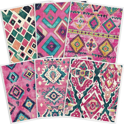 Swedish Dishcloths for Kitchen – 6 Pack Cellulose Reusable Cleaning Paper Towels – Soft, Quick-Drying, Washable Dish Rags for Kitchen, Counters & More (Pink Stripe)