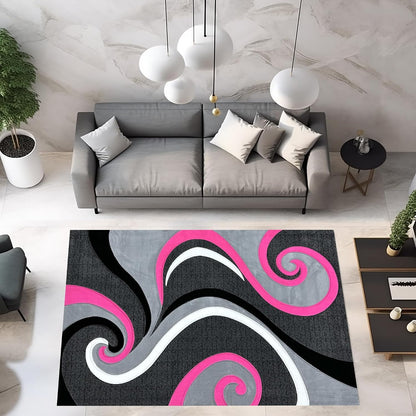 Abstract Rug 2x3 Small Rug Modern Rug Contemporary Area Rug Premium Colorful Thick Carpet for Living Room 327 Pink