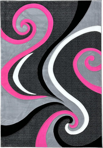 Abstract Rug 2x3 Small Rug Modern Rug Contemporary Area Rug Premium Colorful Thick Carpet for Living Room 327 Pink